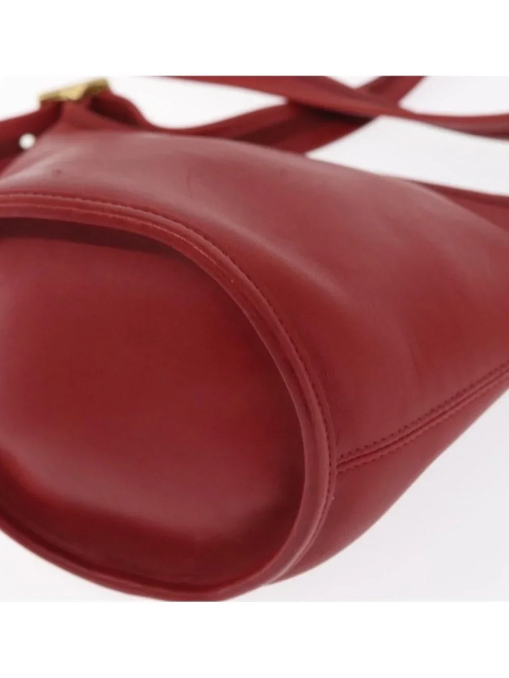 Authentic Coach Shoulder Bag Leather Red Gold